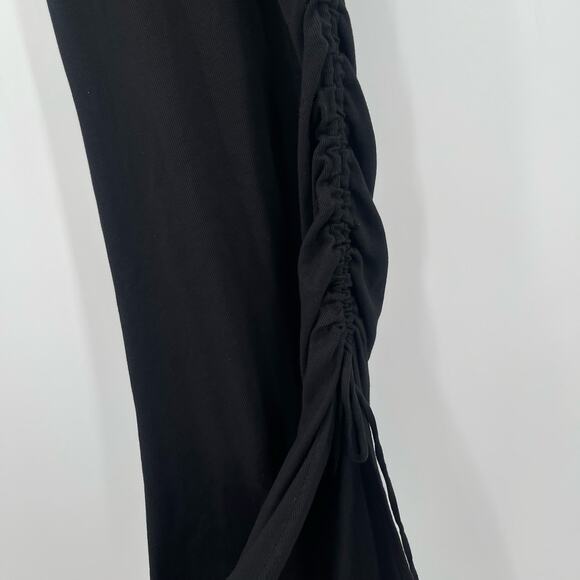 NEW MICHAEL STARS Marine Dress Size Small Black Ribbed Ruched Tie Maxi Bodycon - Picture 9 of 13